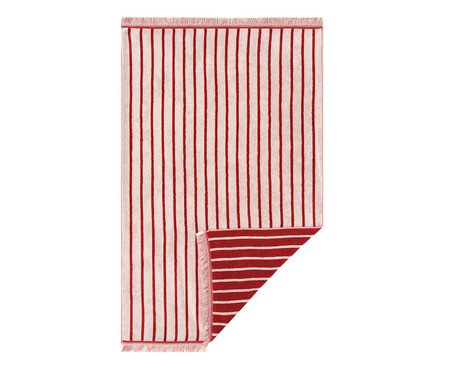 Toalha de Praia com franja Riviera Vermelho e Off-White | Westwing