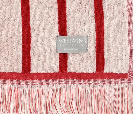 Toalha de Praia com franja Riviera Vermelho e Off-White | Westwing