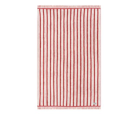 Toalha de Praia com franja Riviera Vermelho e Off-White | Westwing