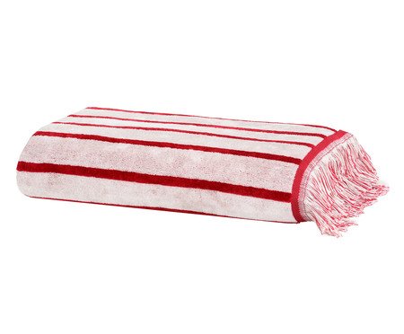 Toalha de Praia com franja Riviera Vermelho e Off-White | Westwing