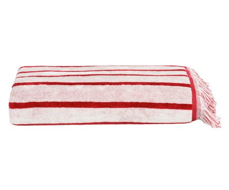 Toalha de Praia com franja Riviera Vermelho e Off-White | Westwing