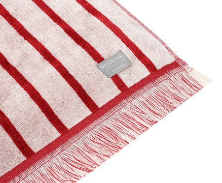 Toalha de Praia com franja Riviera Vermelho e Off-White | Westwing
