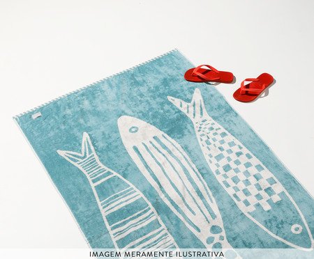 Toalha de Praia Sardinha Azul e Off-White | Westwing