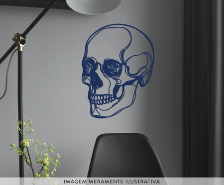 Placa Decorativa Skull em Madeira Azul | Westwing