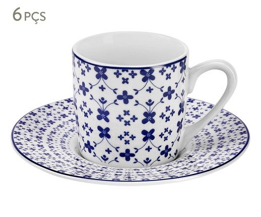 Jogo de Xicaras de Café com Pires em Porcelana Majestic, Azul | WestwingNow
