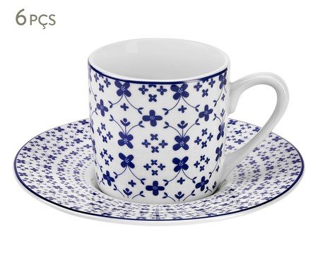Jogo de Xicaras de Café com Pires em Porcelana Majestic | Westwing