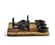 Conjunto Fogareiro Fogo Forte, Suporte de Madeira e 3 Molheiras, Preto | WestwingNow
