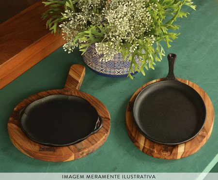 Conjunto Chapa Petisco Redonda e Suporte de Madeira com Cabo | Westwing