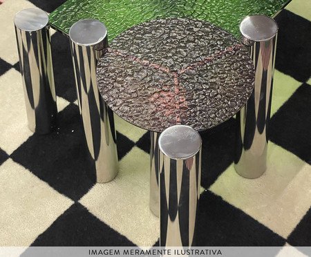 Mesa Lateral Loren com Vidro Martelado | Westwing