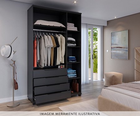 Roupeiro Allen 3P Preto Fosco | Westwing