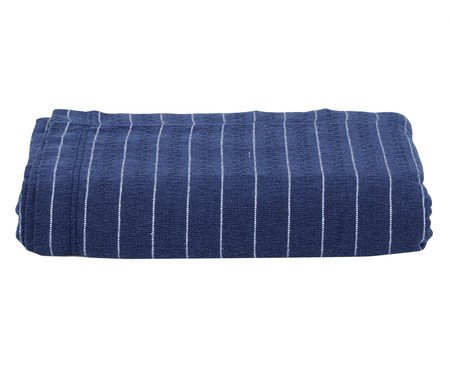 Colcha Luana Azul Marinho com Filete Branco | Westwing