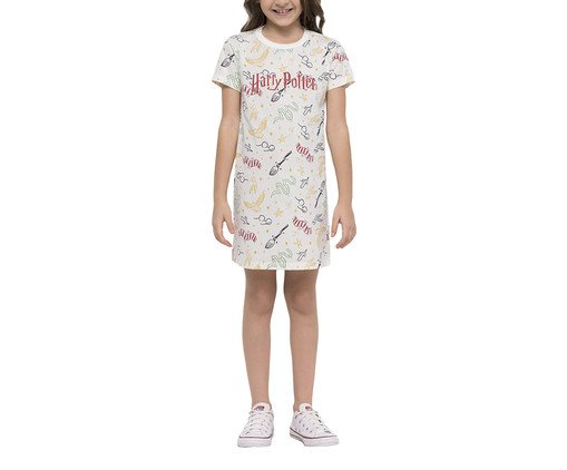 Camisola Manga Curta Infantil Harry Potter em Malha Penteada, beige | WestwingNow
