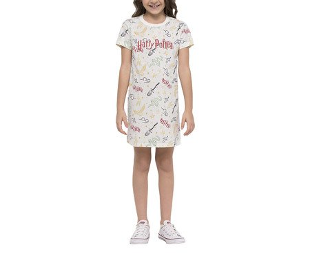 Camisola Manga Curta Infantil Harry Potter em Malha Penteada