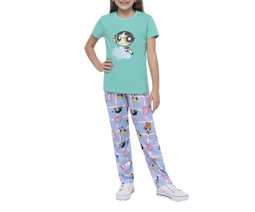 Pijama Manga Curta Infantil com Calça As Meninas Superpoderosas, green | WestwingNow