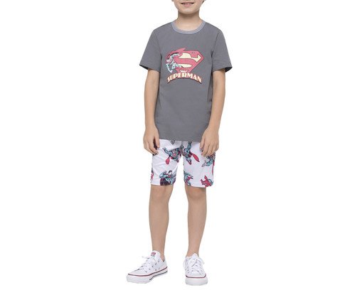 Pijama Manga Curta Masculino Infantil Superman, Black | WestwingNow