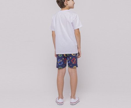 Pijama Manga Curta Hogwarts Masculino Infantil com Estampa Metalizada | Westwing