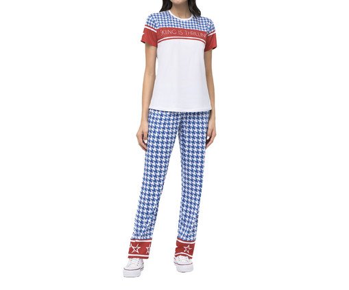 Pijama Manga Curta com Calça Skiing is Thrilling, white | WestwingNow