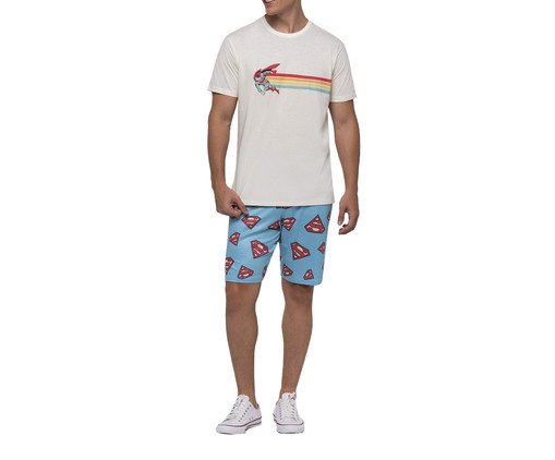 Pijama Manga Curta Masculino Superman, beige | WestwingNow