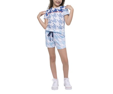 Pijama Manga Curta com Short Infantil Branco