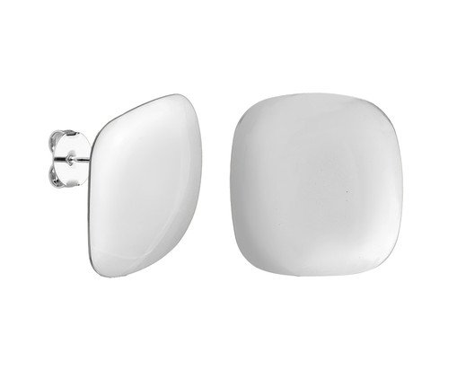 Brinco Quadrado Abaulado Ródio Branco, silver or metallic | WestwingNow
