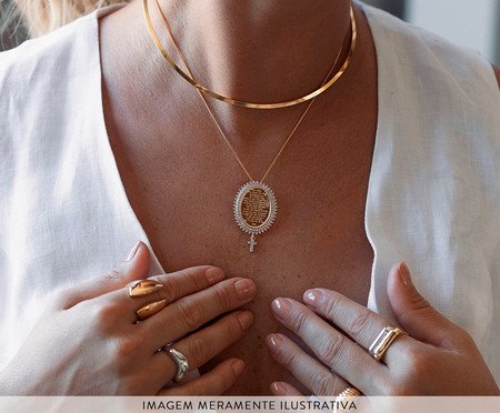 Colar Pai Nosso com Cruz Pendurada em Zircônias Banho de Ouro 18K | Westwing