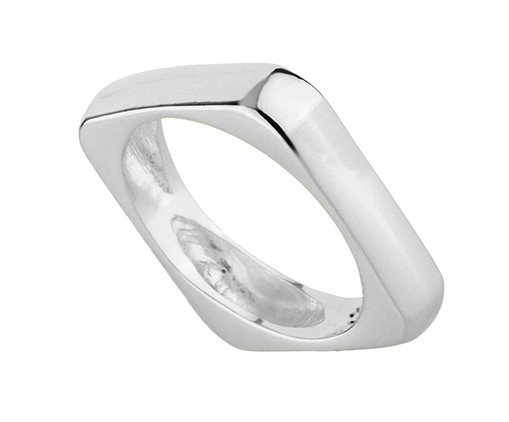 Anel Geométrico Quadrado Banho Ródio Branco 15, silver or metallic | WestwingNow