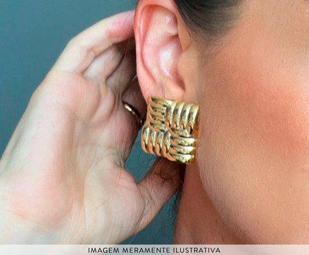 Brinco Quadrado Banho de Ouro 18k | Westwing