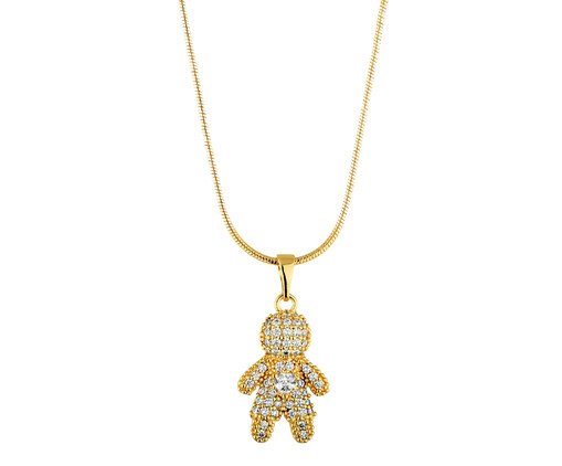 Colar Pingente Menino Cravejado Banho Ouro 18k, gold | WestwingNow