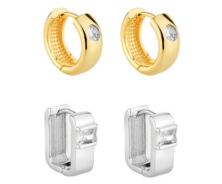 Conjunto de Argolinhas Dourado e Prateado | Westwing