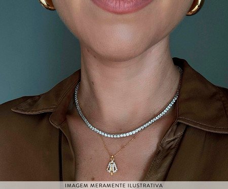 Colar Nossa Senhora Aparecida Cravejado Folheado a Ouro 18k | Westwing