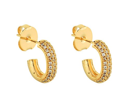 Brinco Argola Dourada Cravejada Milliá, gold | WestwingNow