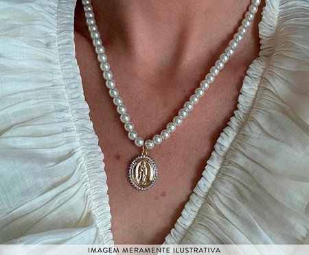 Colar Nossa Senhora de Guadalupe Folheada em Ouro 18K | Westwing