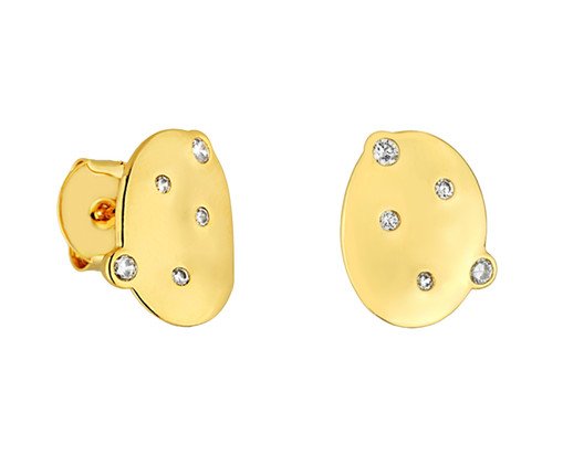 Brinco Oval Zircônias Banho Ouro 18k, gold | WestwingNow