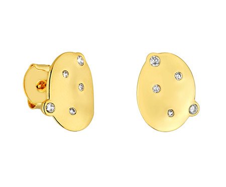 Brinco Oval Zircônias Banho Ouro 18k | Westwing