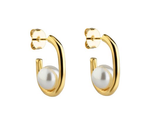 Brinco Argola Pérola Folheado a Ouro, gold | WestwingNow