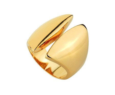 Anel Bold Espelhado Aro Aberto Banho de Ouro 18K | Westwing