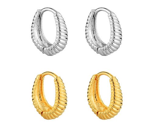 Dupla de Argolinhas Ródio e Ouro 18k, gold | WestwingNow