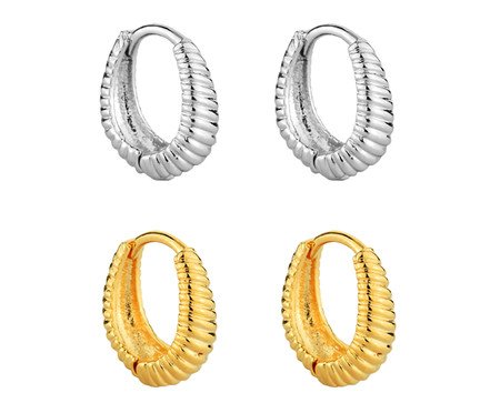 Dupla de Argolinhas Ródio e Ouro 18k | Westwing
