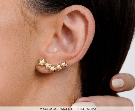 Brinco Ear Cuff Estrelas Folheado em Ouro 18k | Westwing