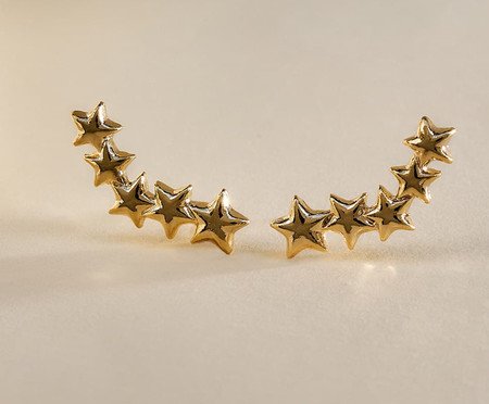 Brinco Ear Cuff Estrelas Folheado em Ouro 18k | Westwing