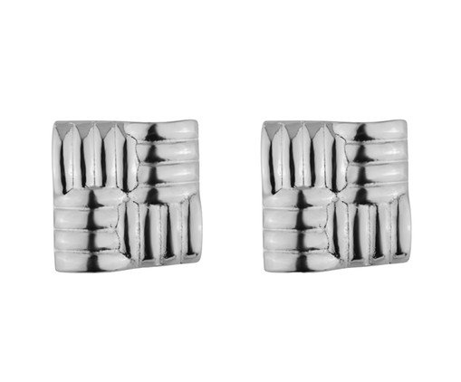 Brinco Quadrado em Ródio Branco, silver or metallic | WestwingNow