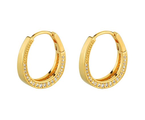 Brinco de Argola Cravejada com Fecho Articulado Milliá, gold | WestwingNow