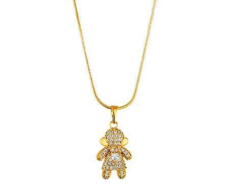 Colar Pingente Menina Cravejado Banho Ouro 18k | Westwing