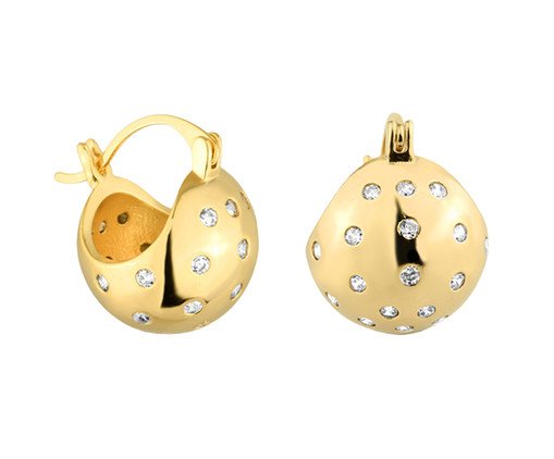 Argola Dourada com Zircônias, gold | WestwingNow