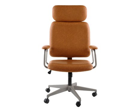 Cadeira Office Gran Chicago Caramelo com Pés Cinza | Westwing