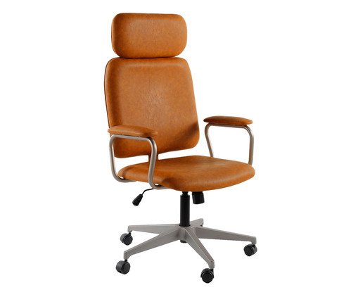 Cadeira Office Gran Chicago Caramelo com Pés Cinza, beige | WestwingNow