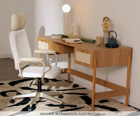 Cadeira Office Chicago Bege com Pés Ouro Branco | Westwing
