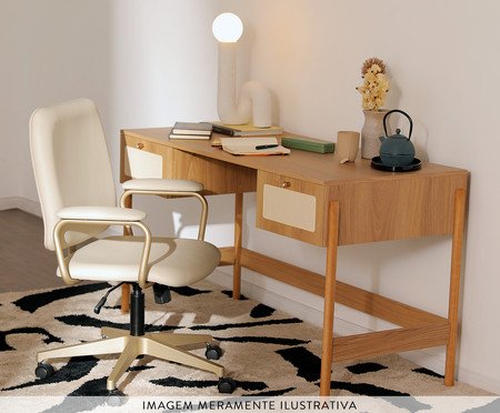 Cadeira Office Chicago Bege com Pés Ouro Claro | Westwing