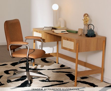 Cadeira Office Chicago Caramelo com Pés Cinza | Westwing