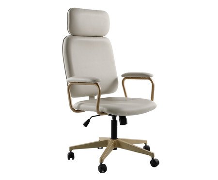Cadeira Office Gran Chicago Bege com Pés Ouro Claro | Westwing